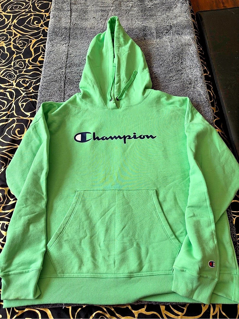 Champion Script Logo Pullover Hoodie Green